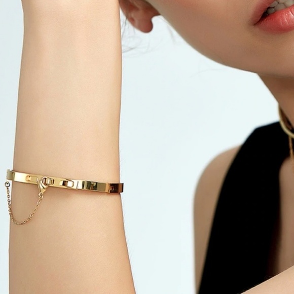 Bangle Chain Bracelet Minimalist Rhodium Plated - Picture 7 of 7